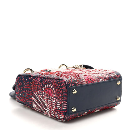 Christian Dior Smooth Calfskin Beaded Animals Mini Lady Dior Deep Blue Fuchsia 4 of 10