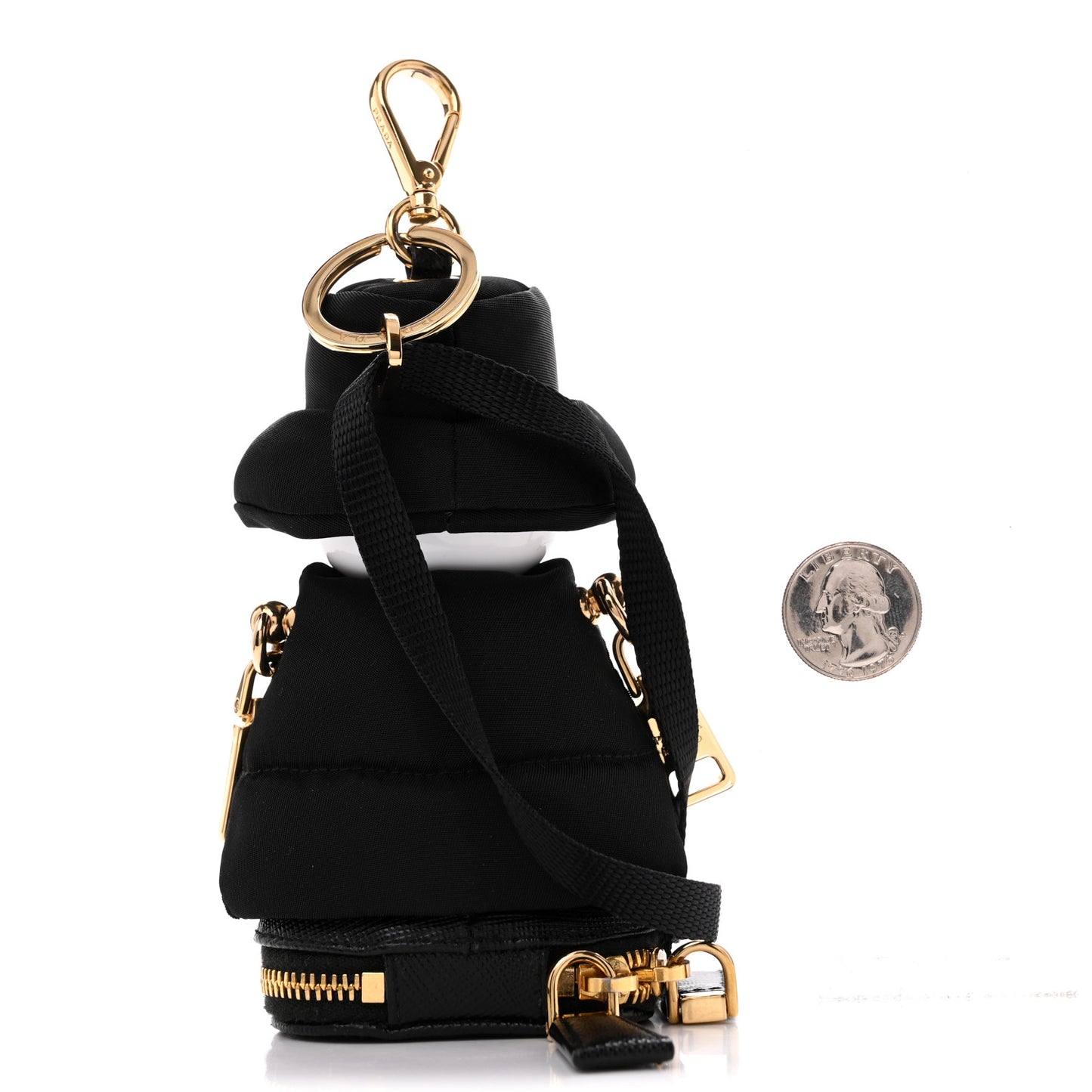 Re-Nylon Puffy Soft Robot Keychain With Strap Black