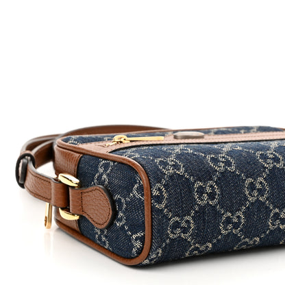 Gucci New Denim GG Monogram Dollar Calfskin Mini Ophidia Shoulder Bag Blue Tea Cuir Epilog 9 of 11