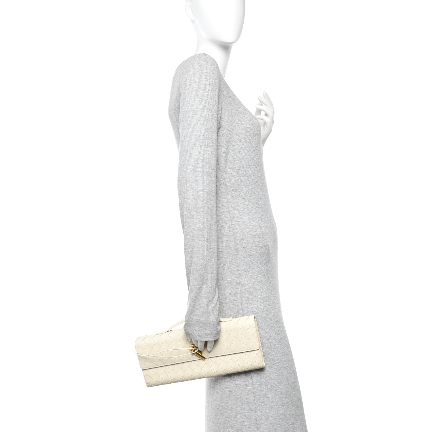 Bottega Veneta Nappa Intrecciato Long Andiamo Top Handle Clutch Sea Salt 2 of 10