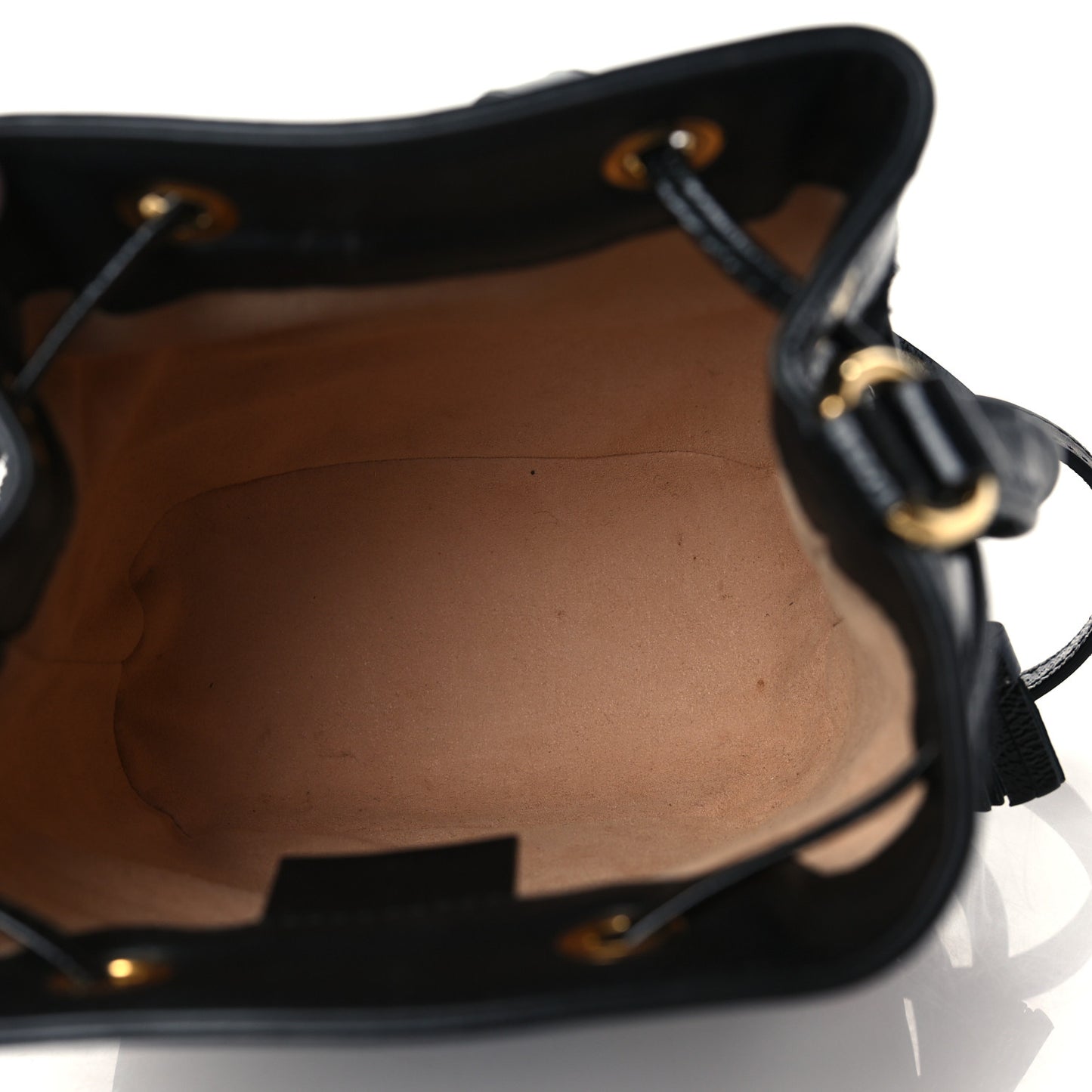 Suede Patent Web Mini Ophidia Bucket Bag Black