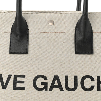 Saint Laurent Linen Calfskin Rive Gauche Tote Optic White 8 of 14