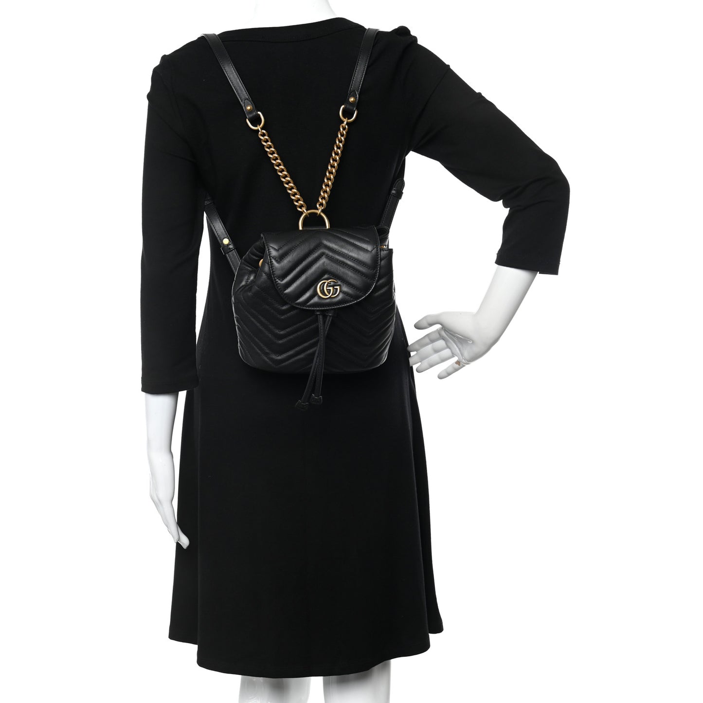 Calfskin Matelasse GG Marmont Flap Backpack Black