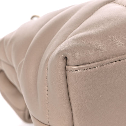 Saint Laurent Lambskin Quilted Small Loulou Puffer Monogram Chain Satchel Dark Beige 13 of 14