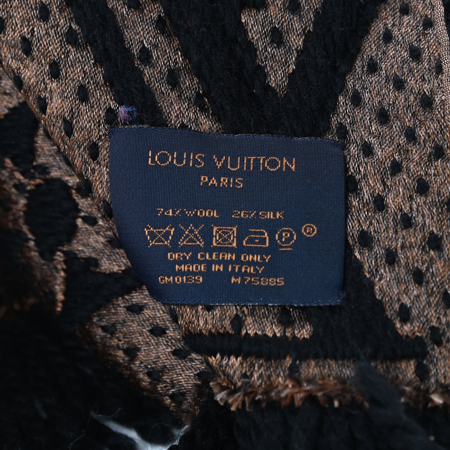 Wool Silk Monogram Giant Jungle Logomania Shine Scarf Black