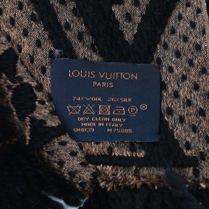 Louis Vuitton Wool Silk Monogram Giant Jungle Logomania Shine Scarf Black 3 of 3