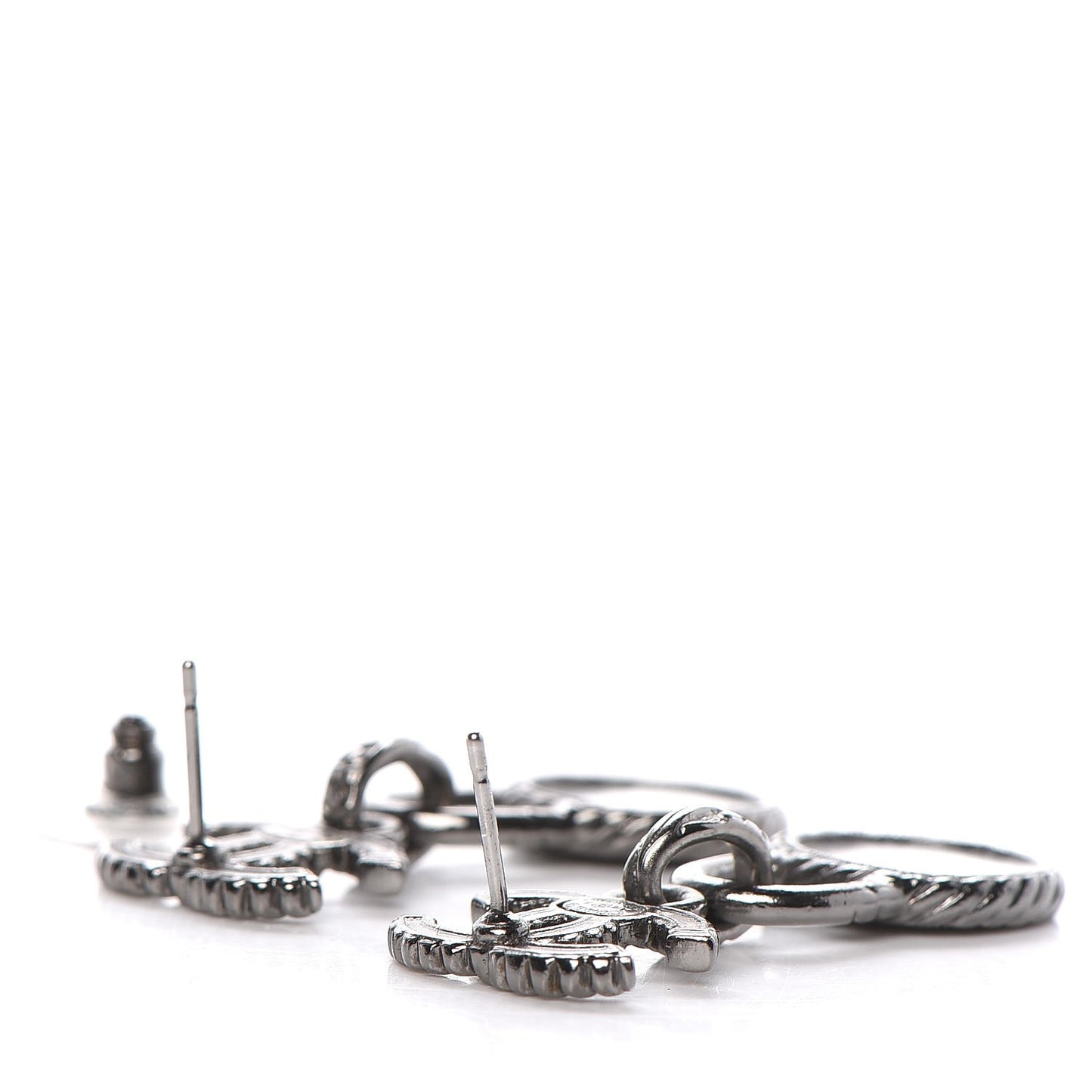 Ruthenium Crystal CC Drop Earrings Black Silver