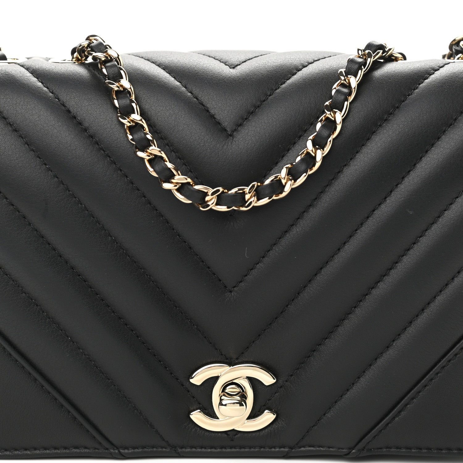 Chanel Calfskin Chevron Quilted Medium Statement Flap Black 8 of 12