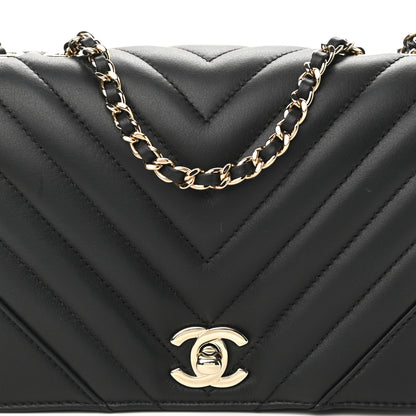 Chanel Calfskin Chevron Quilted Medium Statement Flap Black 8 of 12