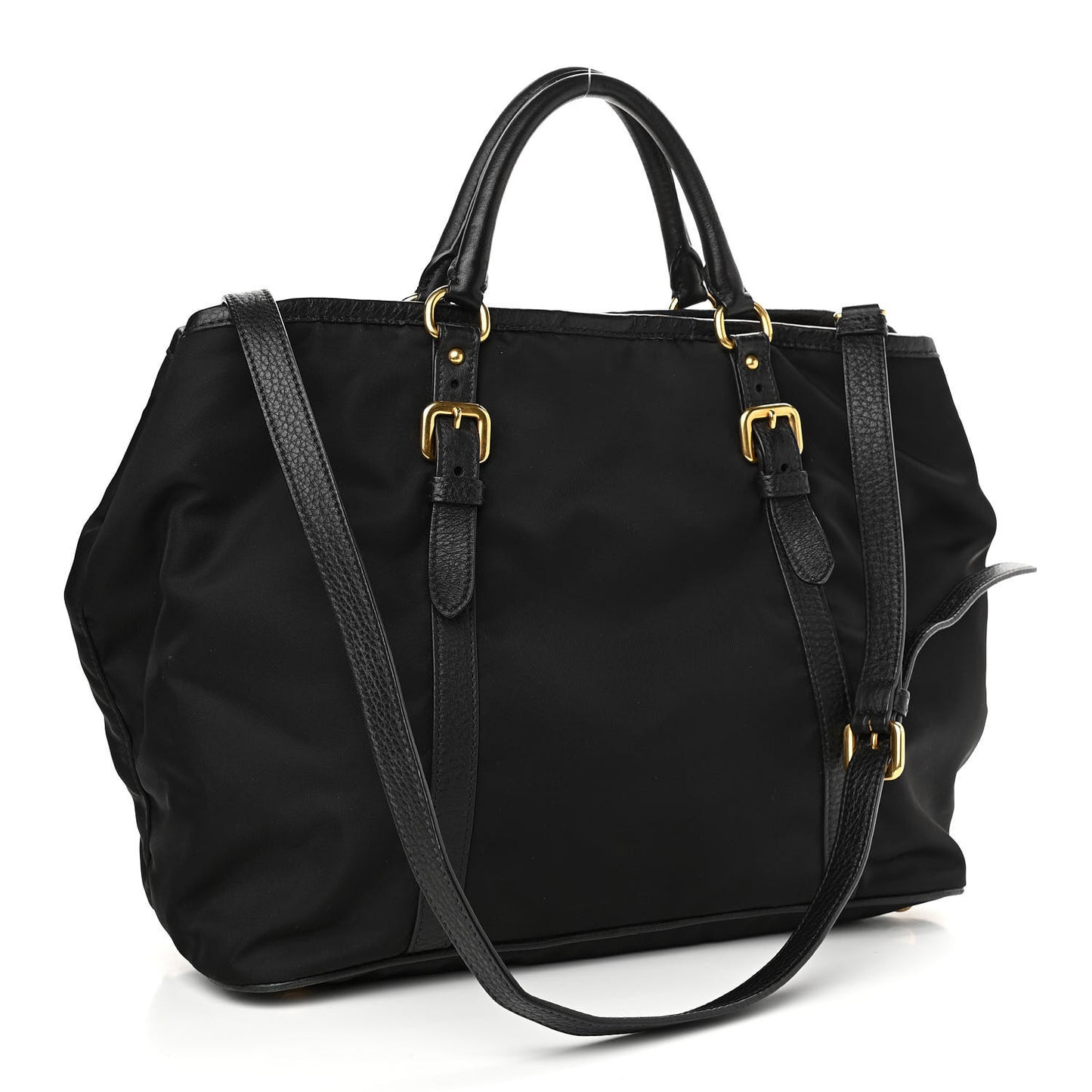 Tessuto Nylon Vitello Daino Tote Black
