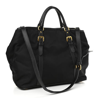 Prada Tessuto Nylon Vitello Daino Tote Black 3 of 12