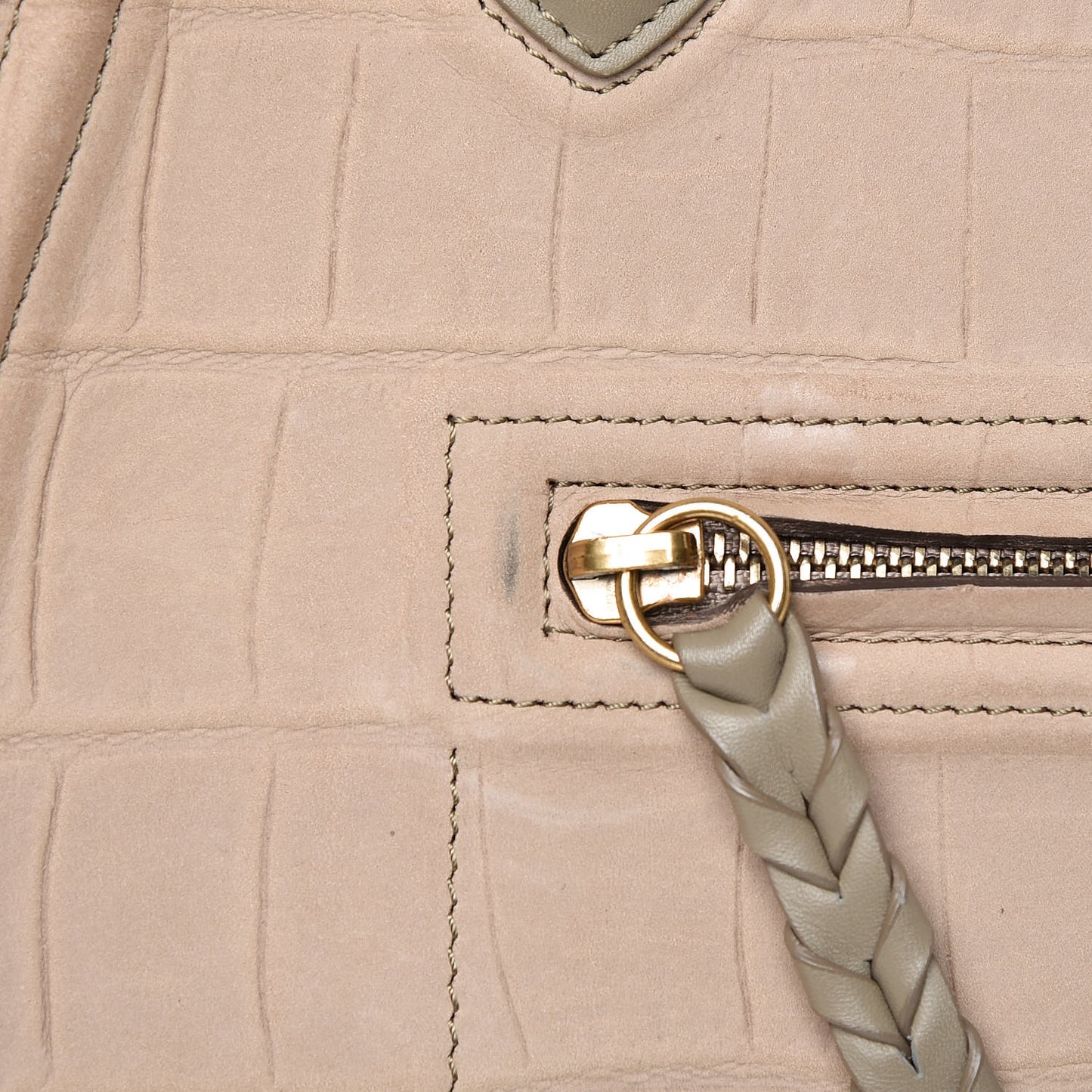 Crocodile Embossed Nubuck Medium Phantom Luggage Beige