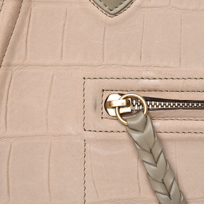 Celine Crocodile Embossed Nubuck Medium Phantom Luggage Beige 10 of 15
