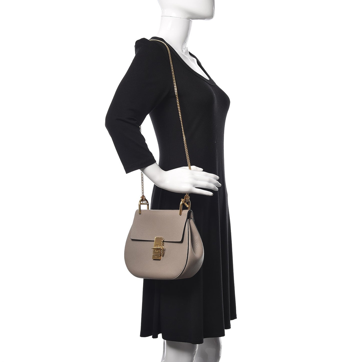 Grained Lambskin Drew Shoulder Bag Motty Grey