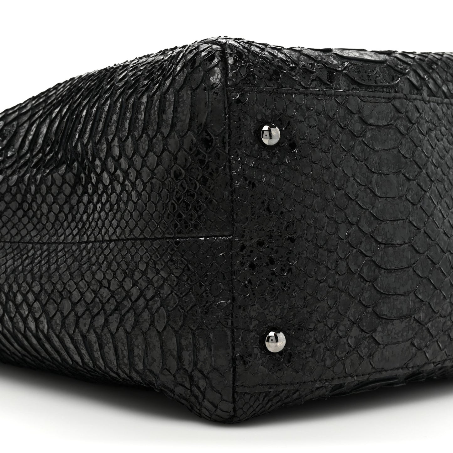 Snakeskin Accordion Tote Black