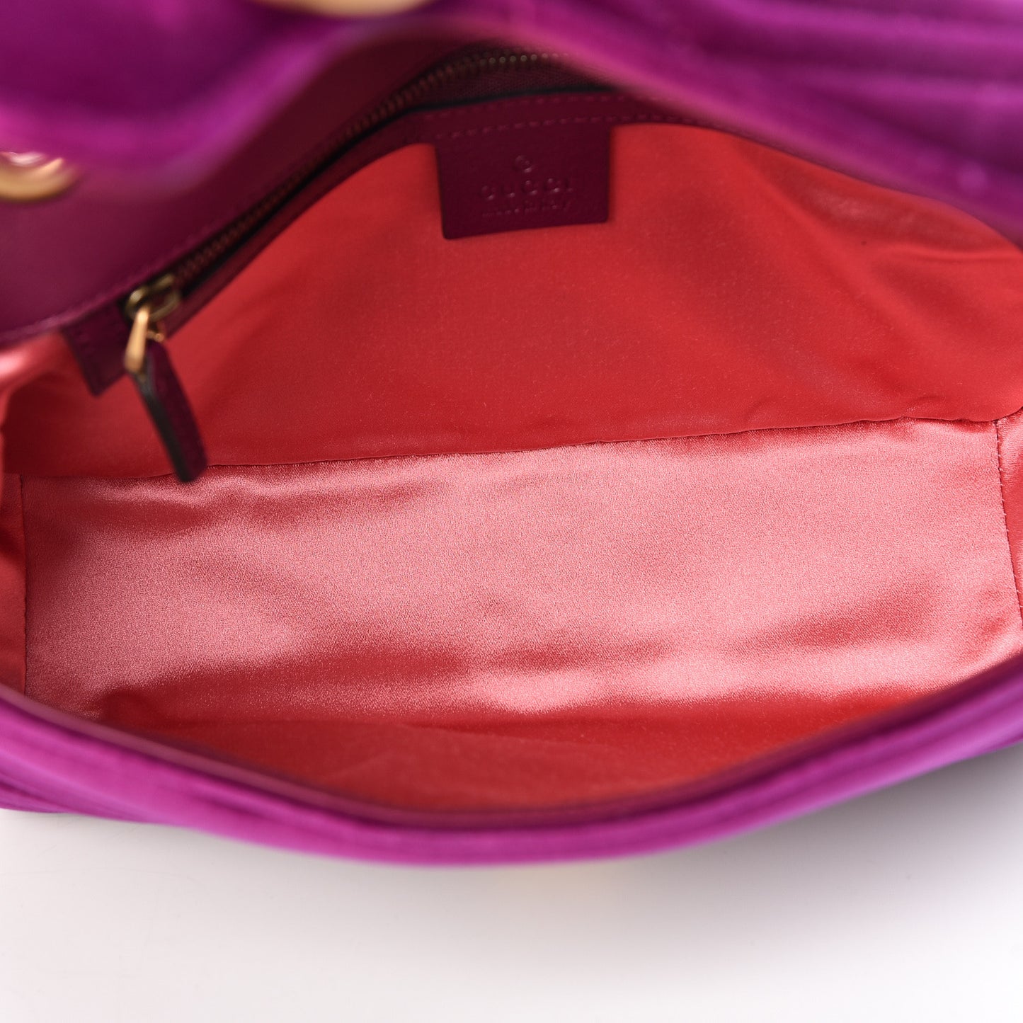 Velvet Matelasse Small GG Marmont Shoulder Bag Fuchsia Violet Cyclamen