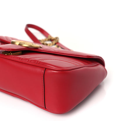Gucci Calfskin Matelasse Small GG Marmont Shoulder Bag Hibiscus Red 9 of 9