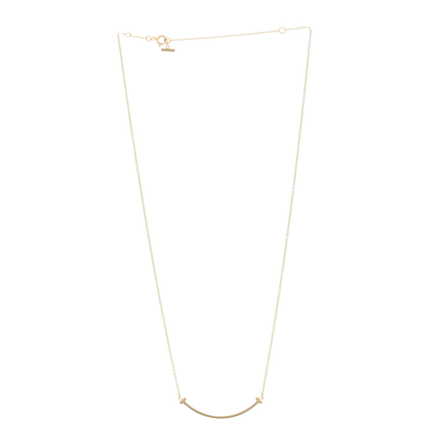 Tiffany 18K Yellow Gold Medium T Smile Pendant Necklace 3 of 4