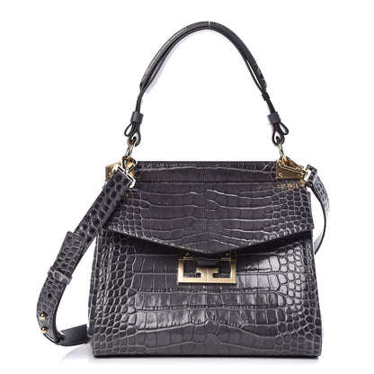 Givenchy Calfskin Crocodile Embossed Small Mystic Shoulder Bag Storm Grey 1 of 9