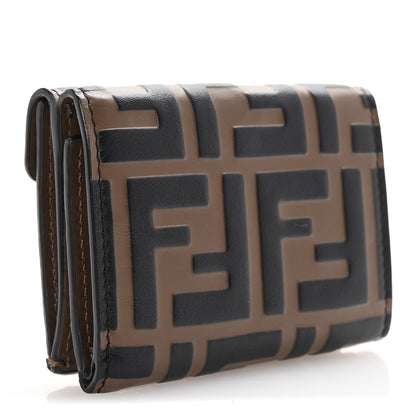 Fendi Vitello Soft F is Fendi Bi-Color FF 1974 Embossed Micro Tri-Fold Envelope Wallet Maya Black 3 of 8