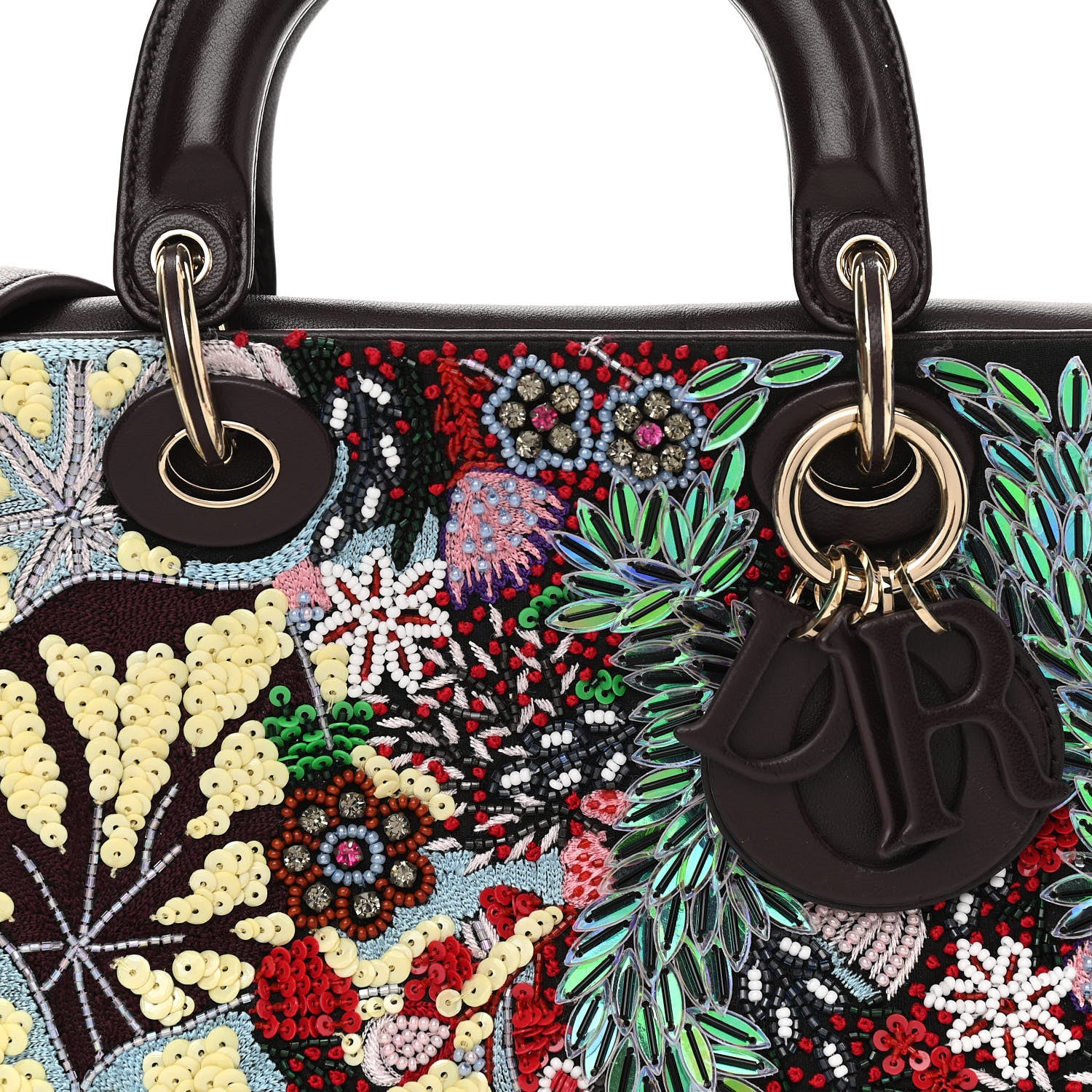Christian Dior Calfskin Embroidered Sequin East West Lady Dior Multicolor 8 of 13