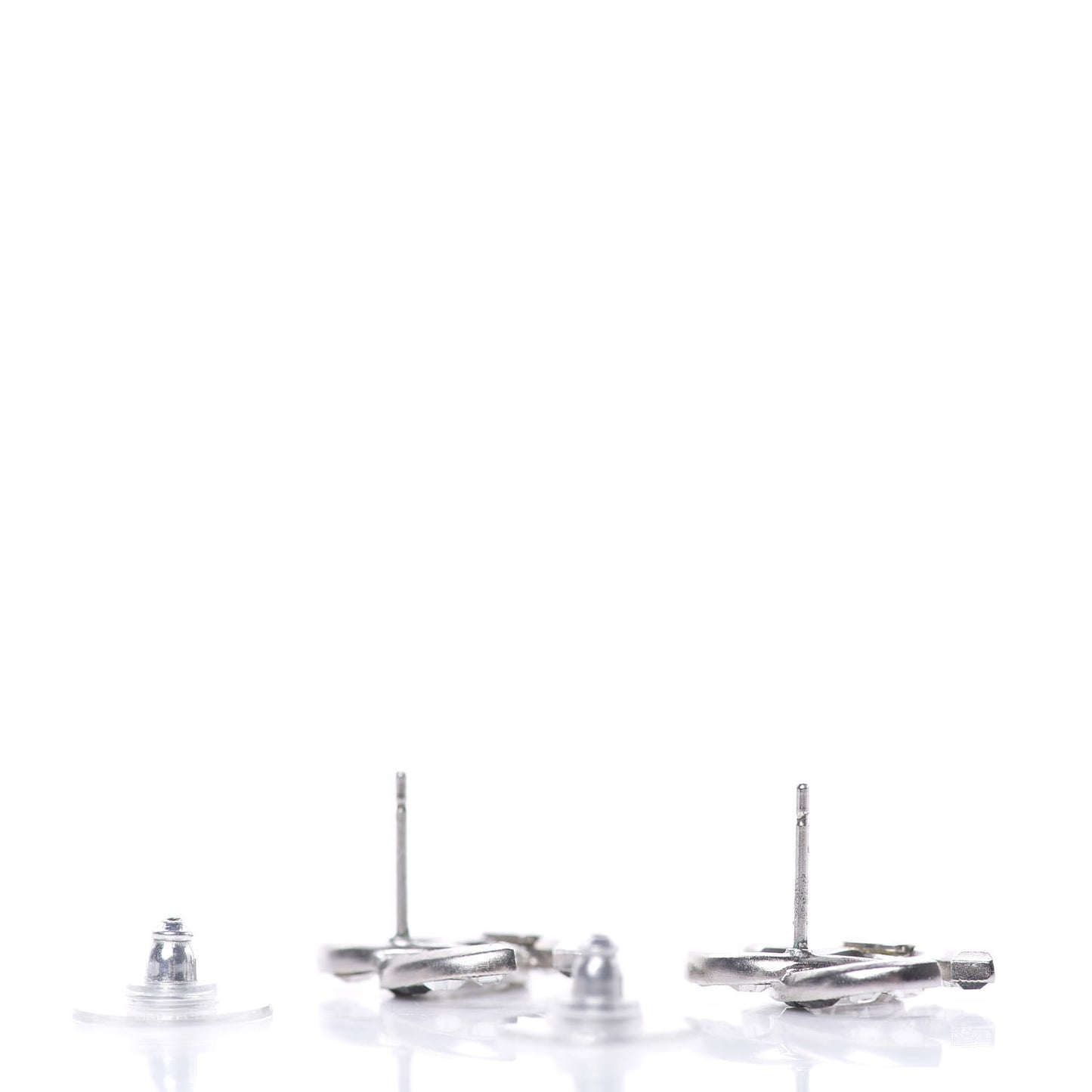 Baguette Crystal CC Earrings Silver Black