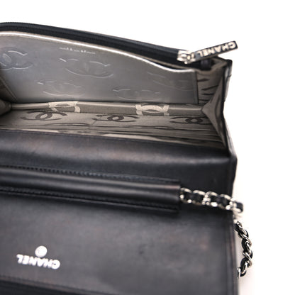 Chanel Calfskin Quilted Cambon Wallet on Chain WOC Black Silver 5 of 11