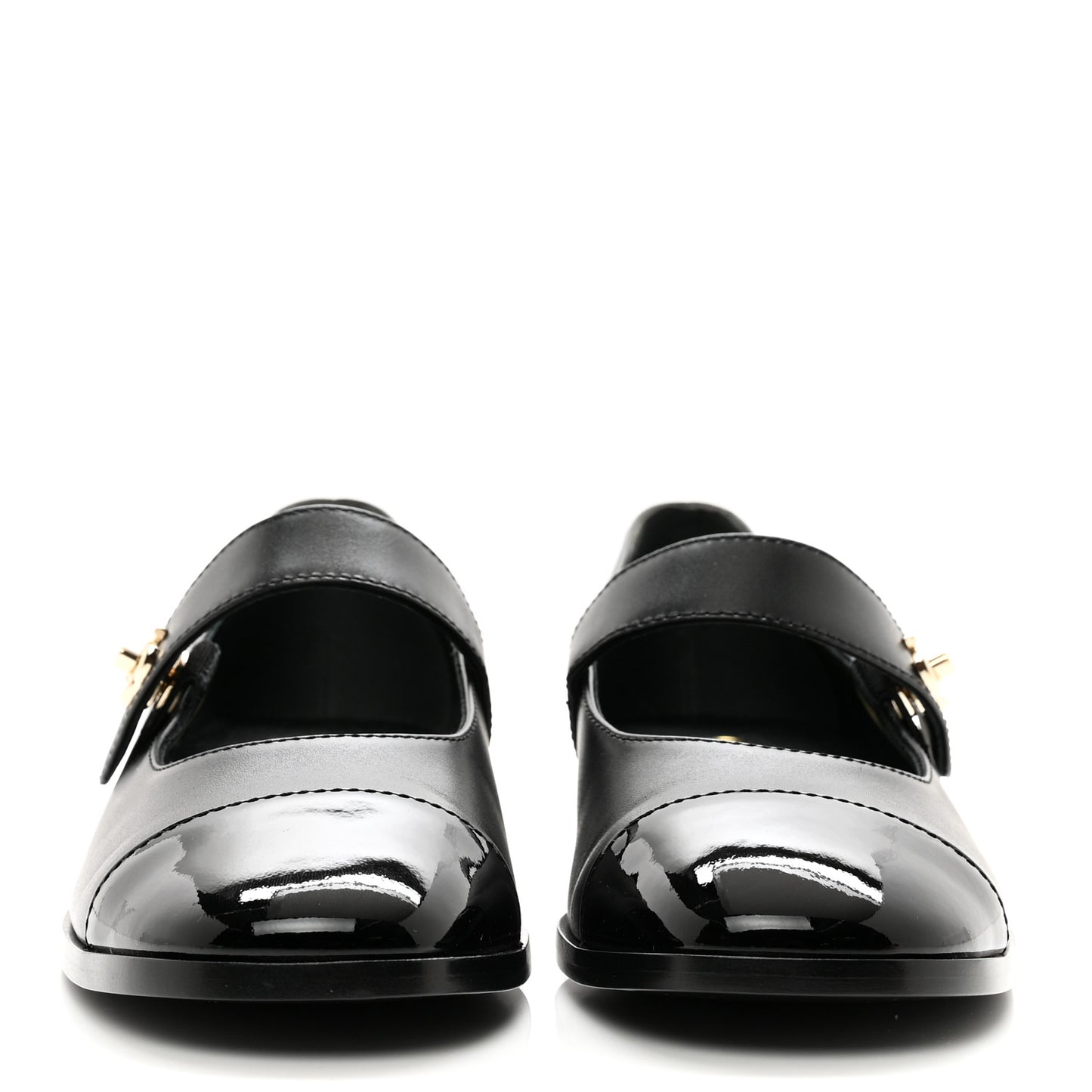Calfskin Patent Mary Janes Flats 39 Black