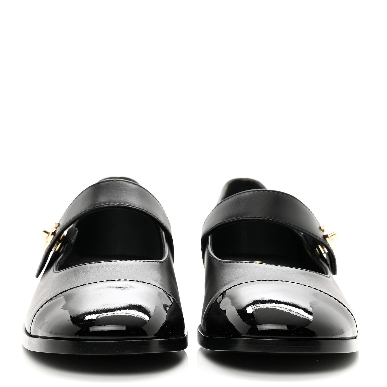 Chanel Calfskin Patent Mary Janes Flats 39 Black 2 of 9