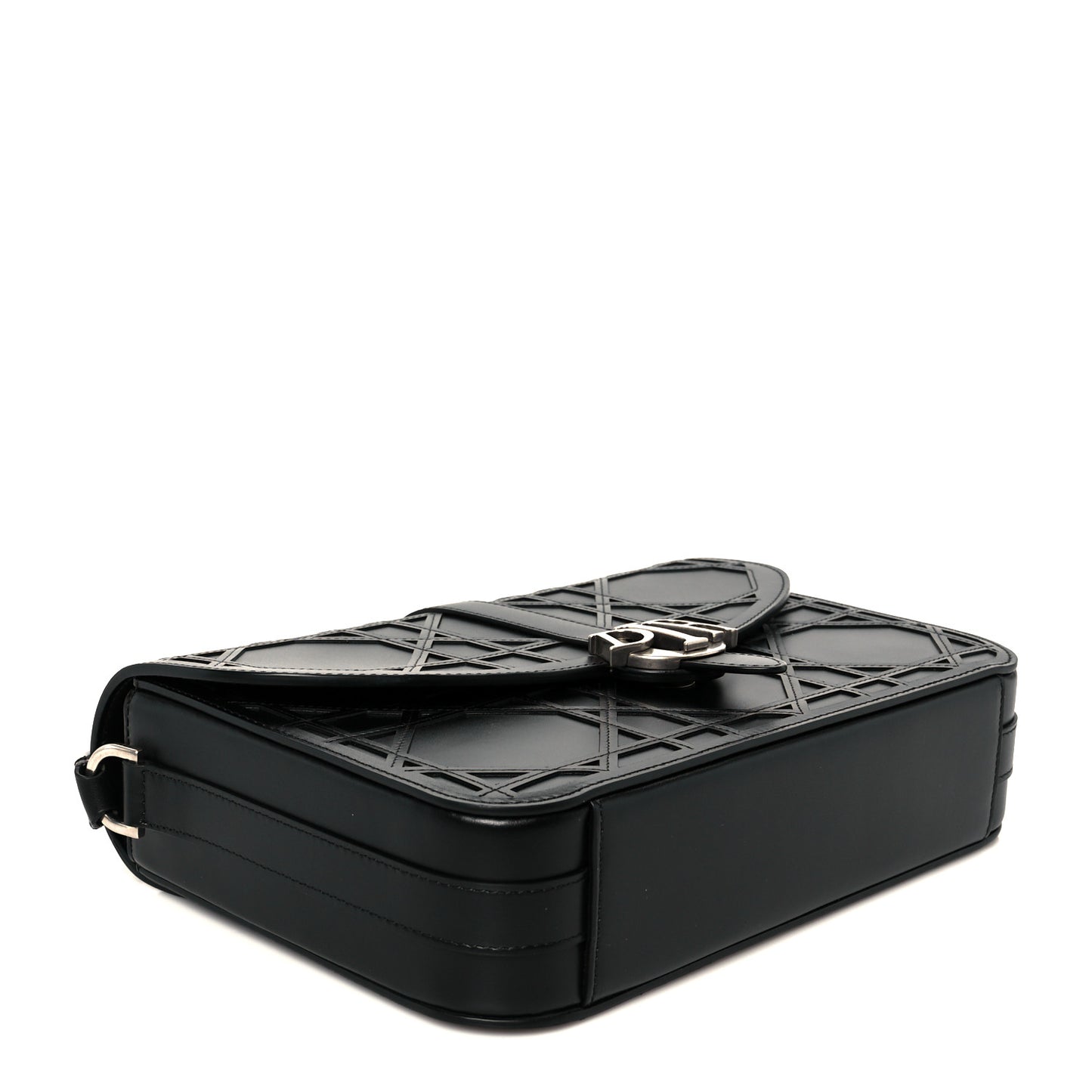 Calfskin Cosmo Laser Cut Cannage Medium Dior Charm Messenger Bag Black