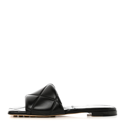 Bottega Veneta Nappa Quilted Rubber Lido Flat Sandals 39.5 Black 1 of 9