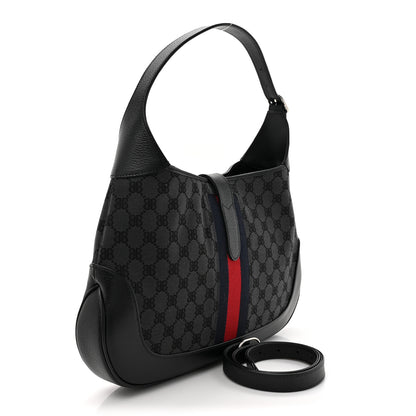 Gucci X BALENCIAGA Supreme Monogram Calfskin Web Medium Jackie 1961 Hobo Black 3 of 10