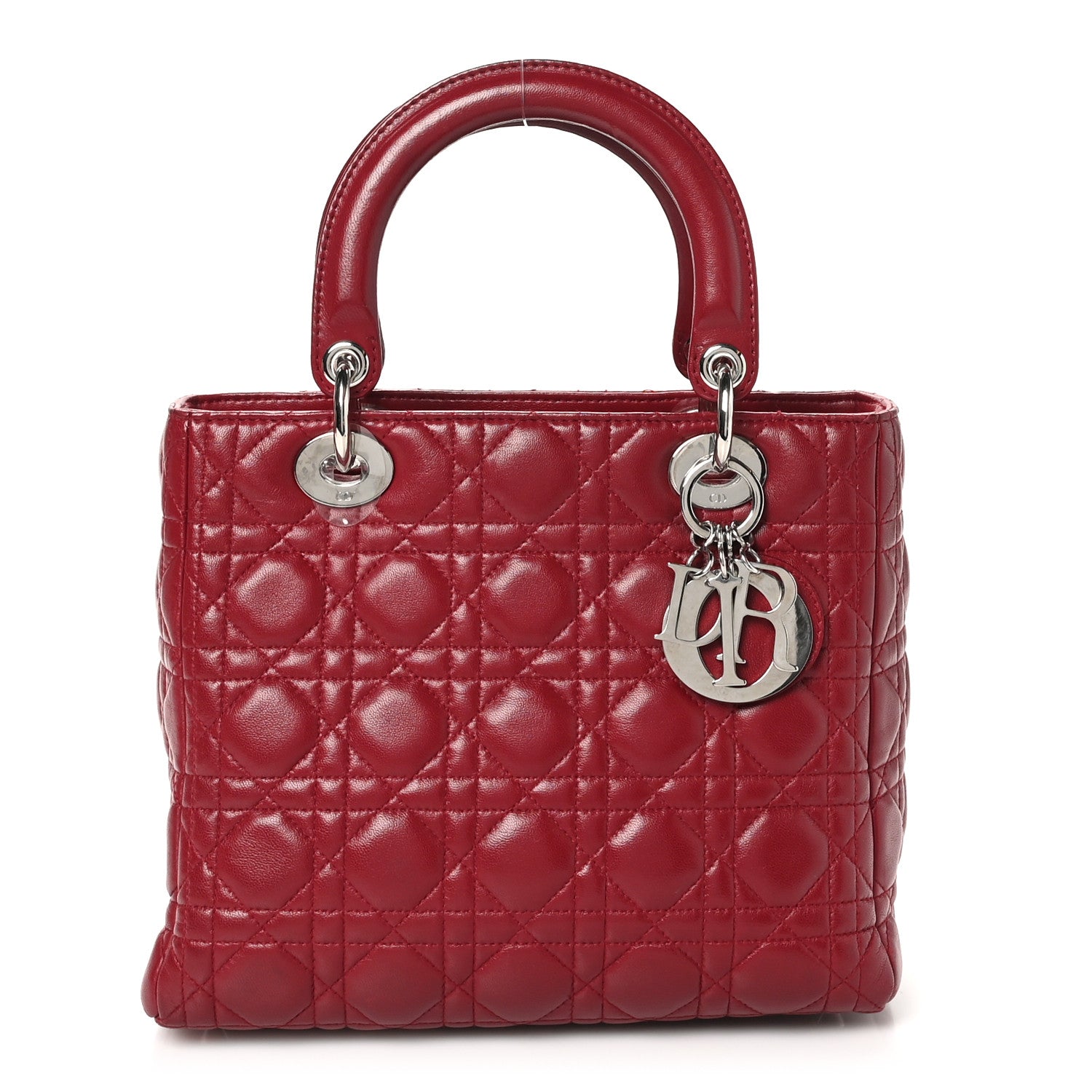 Christian Dior Lambskin Cannage Medium Lady Dior Red 1 of 11