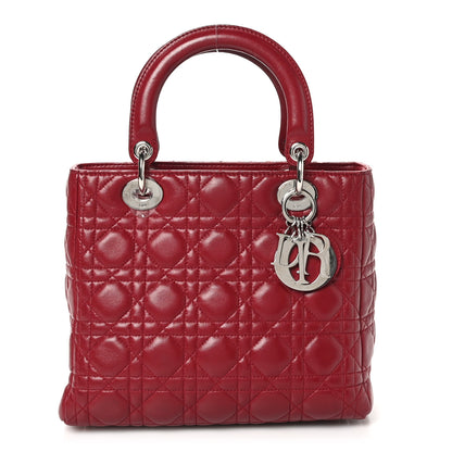 Christian Dior Lambskin Cannage Medium Lady Dior Red 1 of 11
