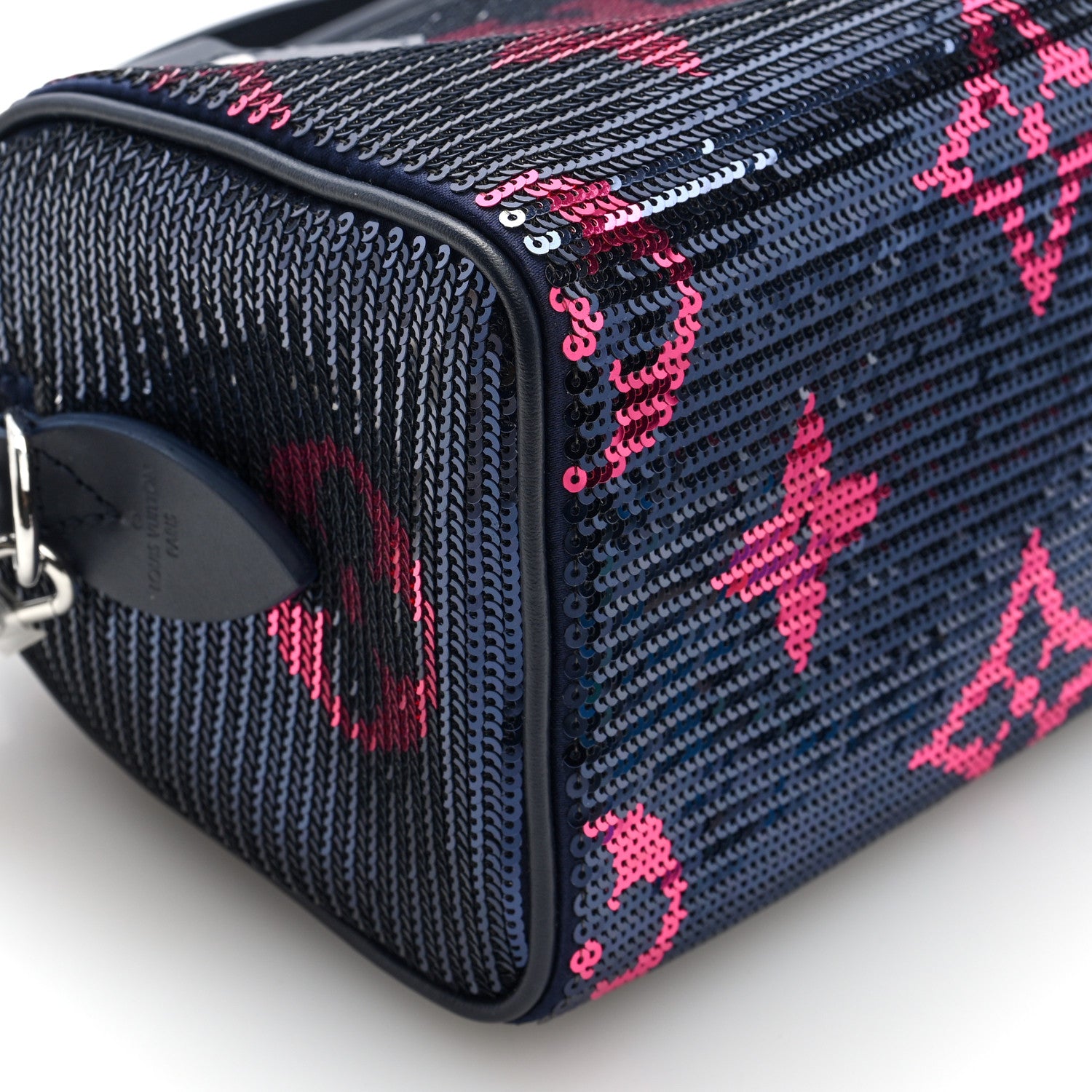 Louis Vuitton Giant Monogram Sequins Speedy Bandouliere 18 Navy Fuchsia 8 of 9