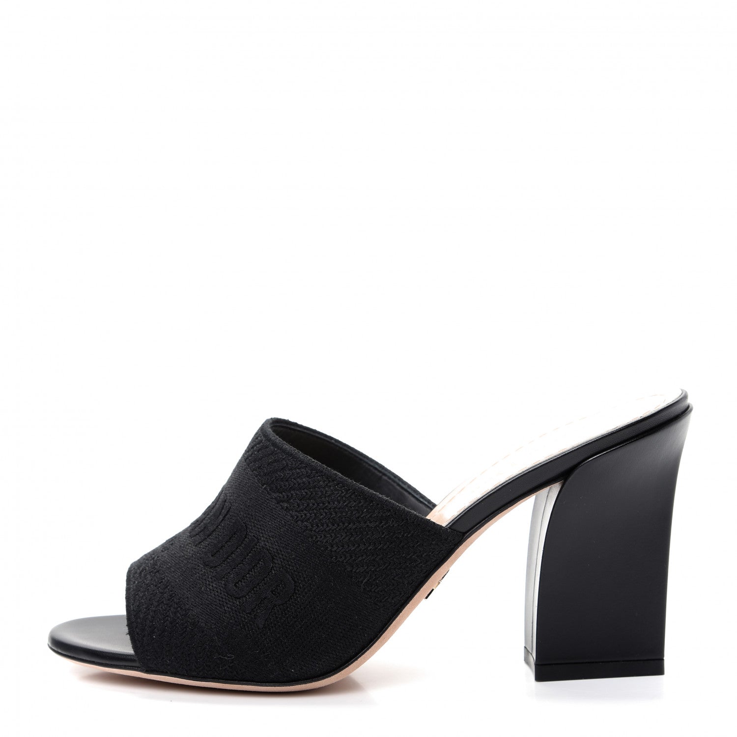 Christian Dior Cotton Embroidered Dway 85mm Slide Sandals 37.5 Black 1 of 11