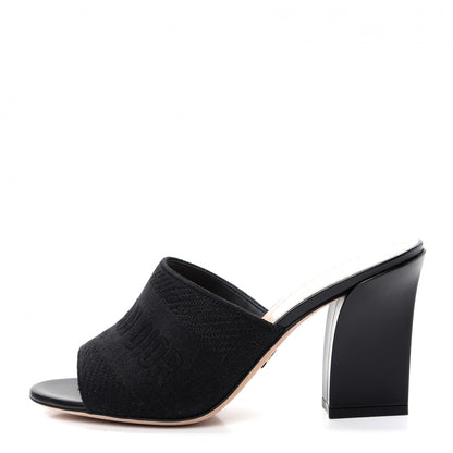 Christian Dior Cotton Embroidered Dway 85mm Slide Sandals 37.5 Black 1 of 11