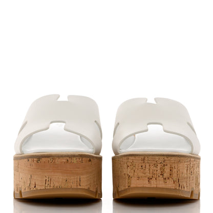 Hermes Calfskin Cork Eze 30 Sandals 39 White 2 of 11