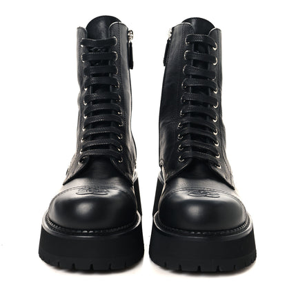 Chanel Calfskin Cap Toe Lace Up Combat Boots 38 Black 3 of 10