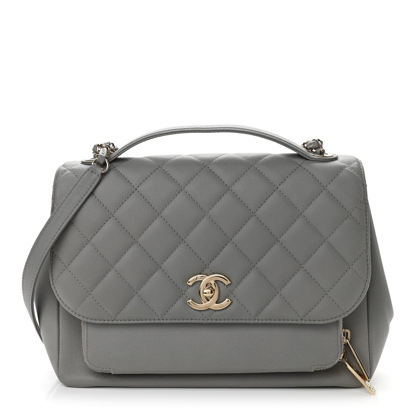 Caviar Quilted Large Business Affinity Flap Grey