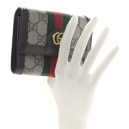 Gucci GG Supreme Monogram Web Ophidia Compact Wallet Beige New Acero 2 of 10
