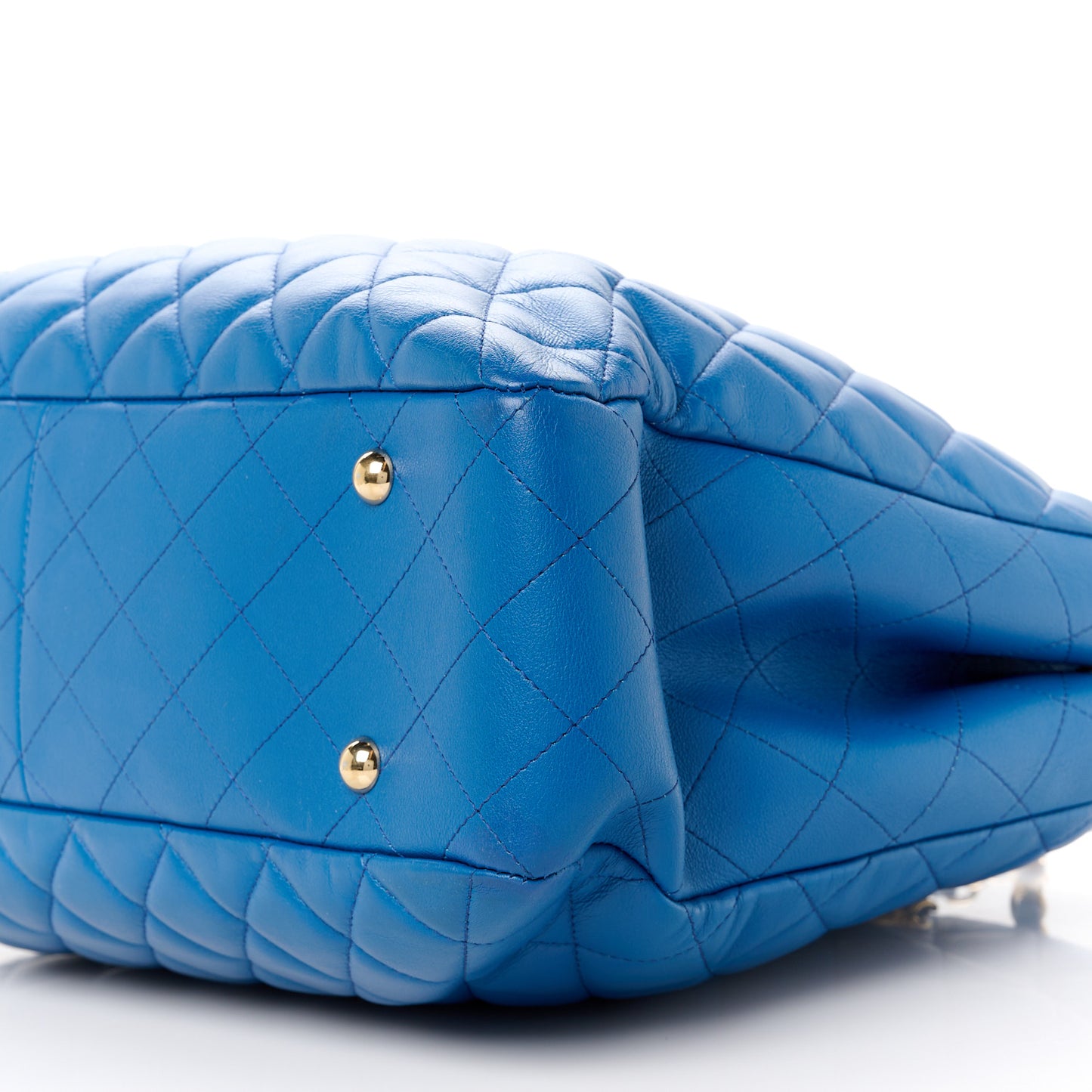 Lambskin Quilted Large Classic Shopping Tote Blue
