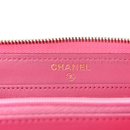 Chanel Caviar Quilted Large Gusset Zip Around Wallet Pink 6 of 8