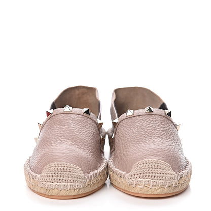 Valentino Garavani Pebbled Calfskin Rockstud Espadrilles 35 Poudre 2 of 8