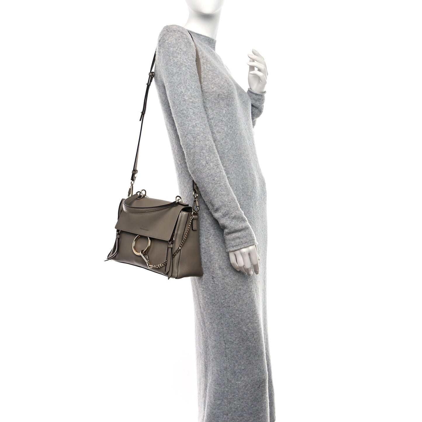 Calfskin Small Faye Day Shoulder Bag Motty Grey