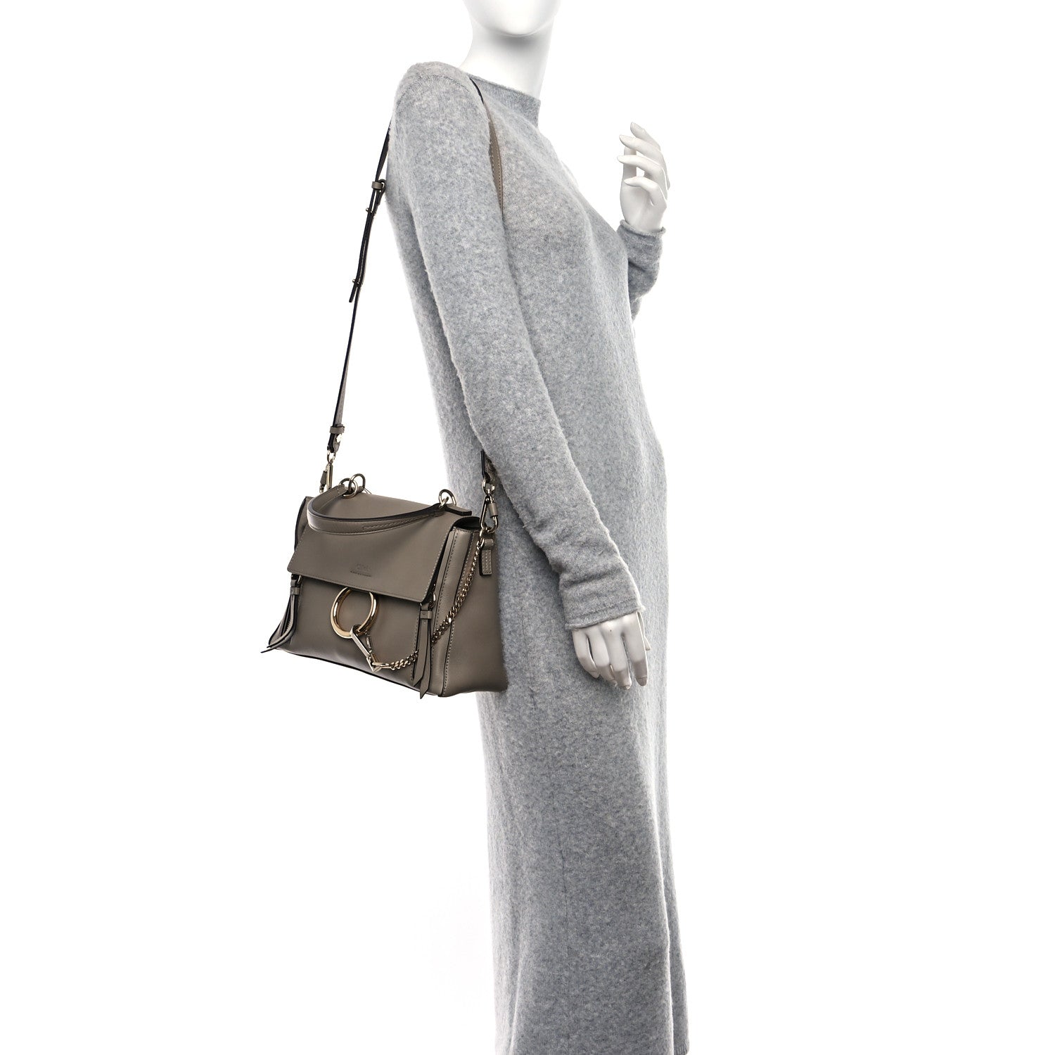 Chloe Calfskin Small Faye Day Shoulder Bag Motty Grey 2 of 8