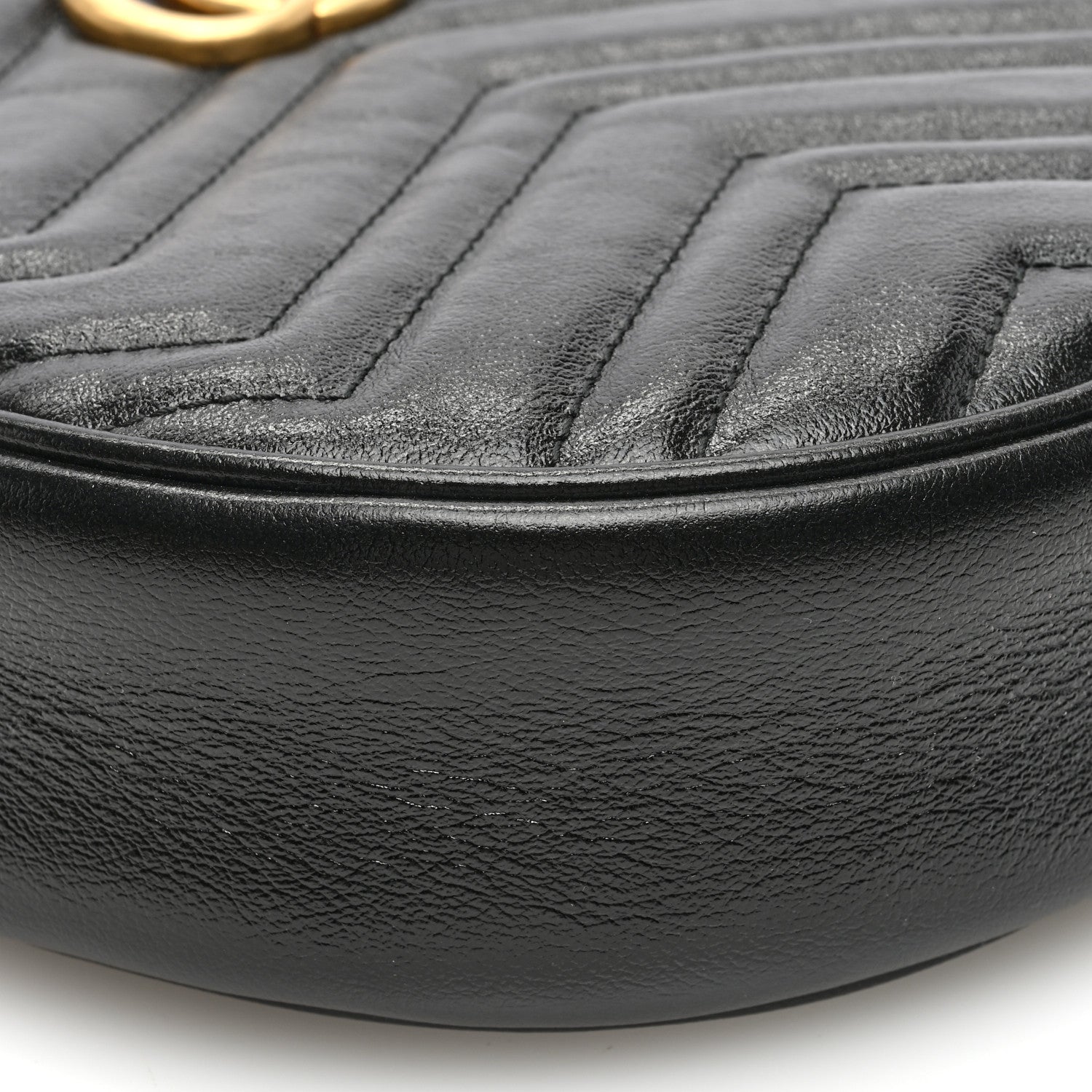 Gucci Azalea Calfskin Matelasse Heart Mini GG Marmont Round Shoulder Bag Black 8 of 9