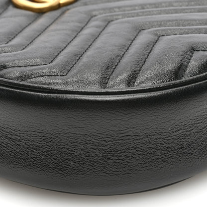 Gucci Azalea Calfskin Matelasse Heart Mini GG Marmont Round Shoulder Bag Black 8 of 9