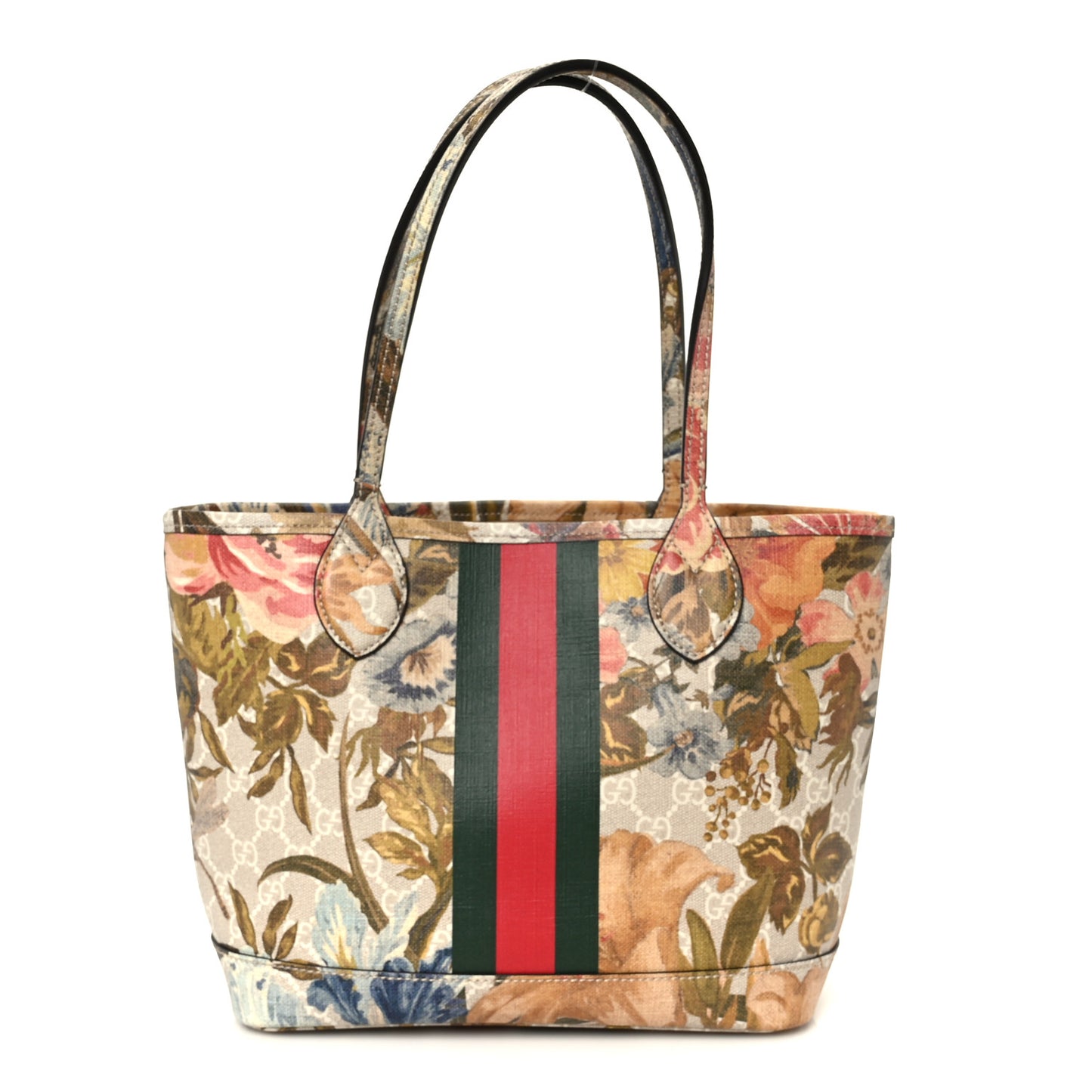 GG Supreme Monogram Water Flora Web Small Ophidia Tote Beige White Multicolor