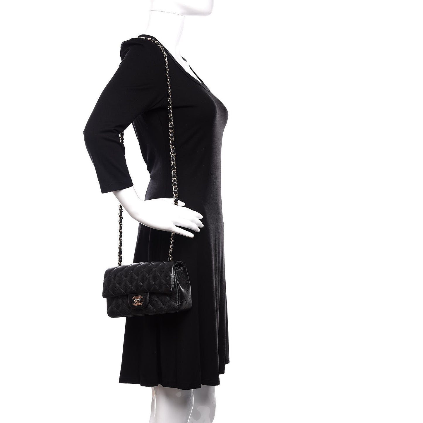 Caviar Quilted Mini Rectangular Flap Black